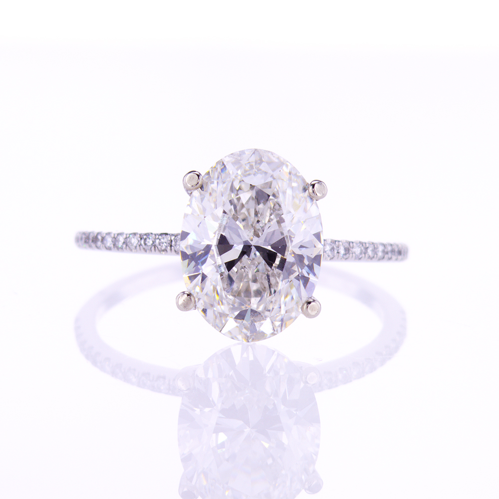 3.01-Carat Oval Lab-Crated Diamond Engagement Ring