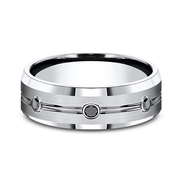 Black Diamond Accented Cobalt 7.5mm Men's Wedding Ring