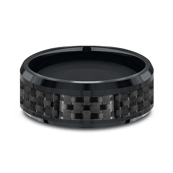 Cobalt 8mm Comfort-Fit Carbon Fiber Inlay Design Men's Ring