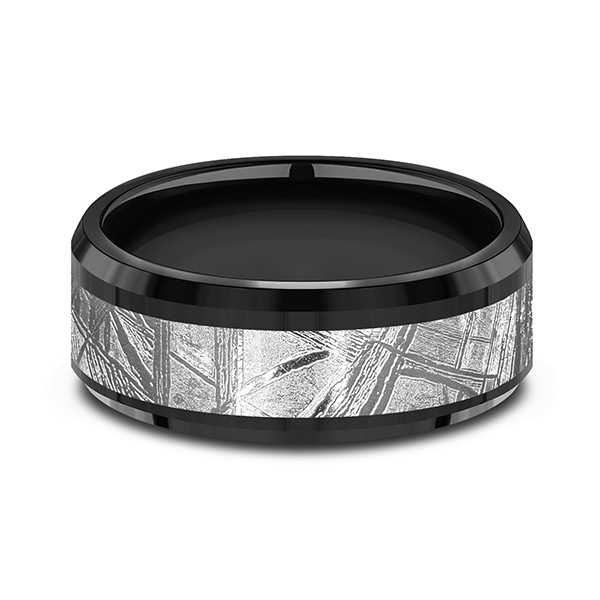 Mimetic Meteorite inlay Black Titanium Comfort Fit 8mm Men's Wedding Band