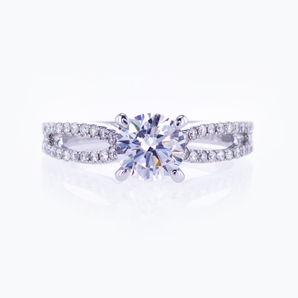 Diamond Accented Cathedral Engagement Ring