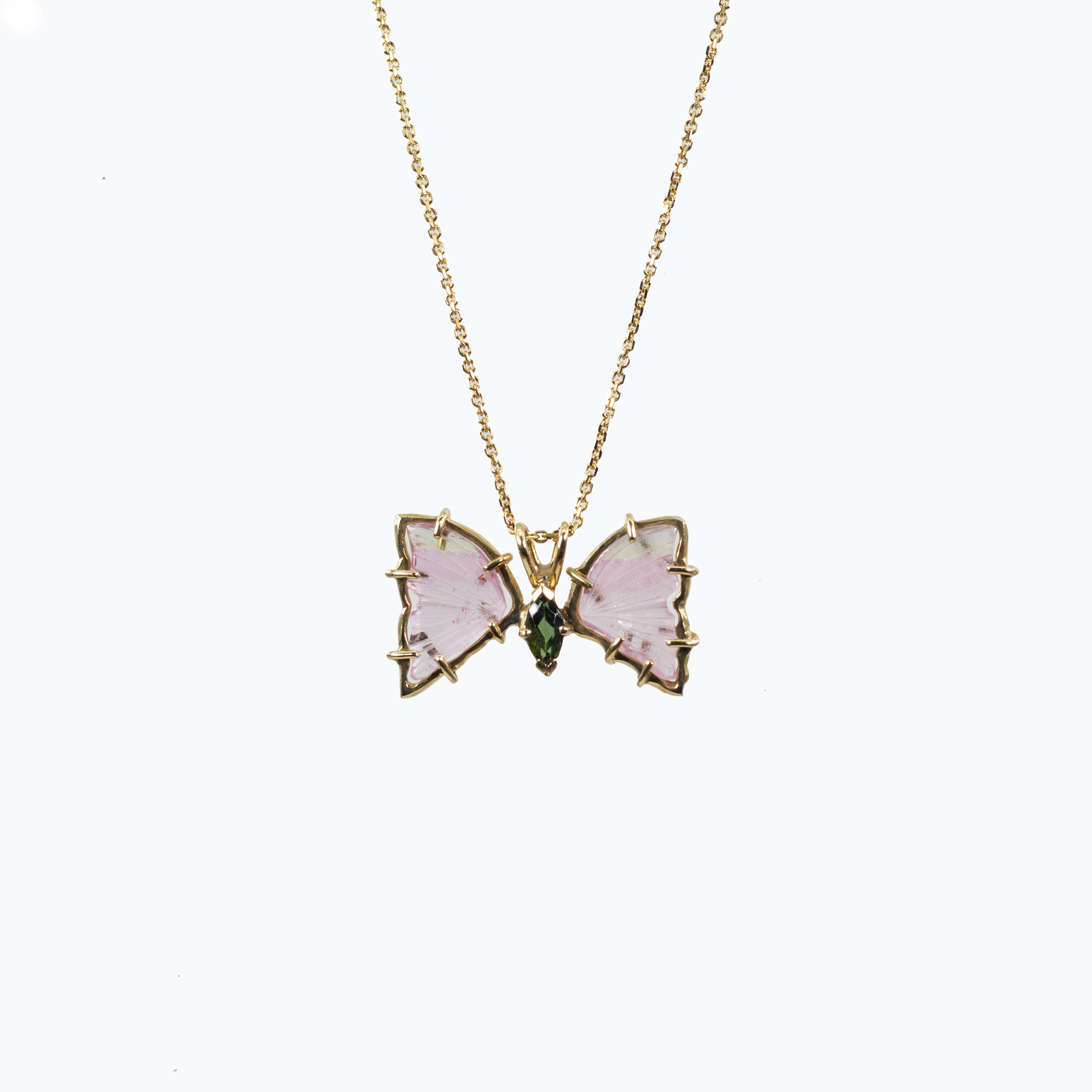 Tourmaline Butterfly Pendant Necklace