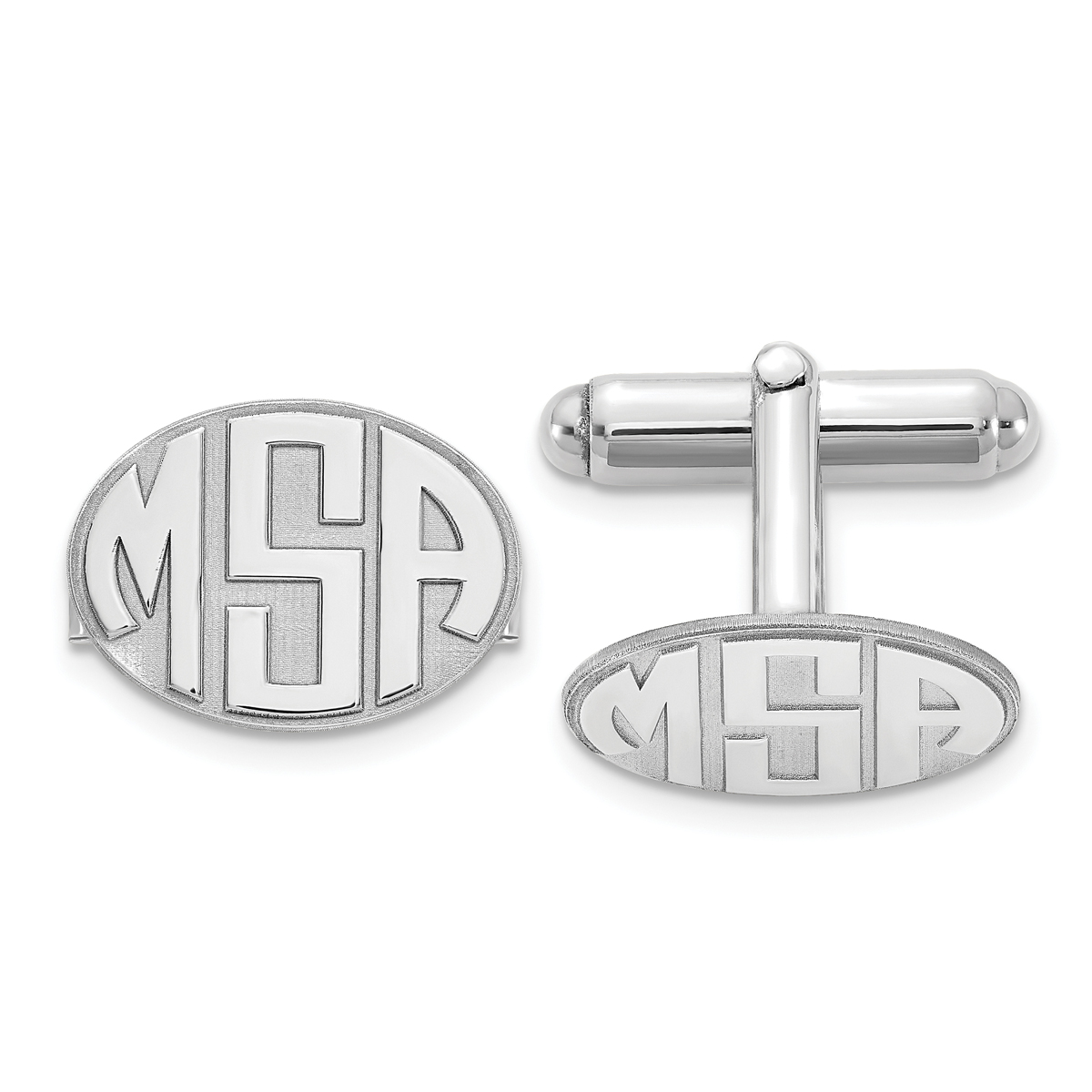 Custom Oval Monogram Cufflinks with Raised Initials