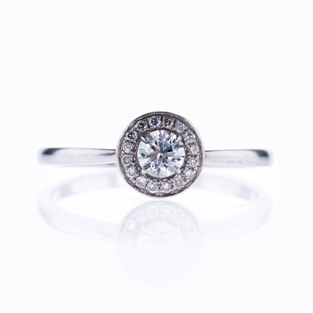 14k White Gold Halo Engagement Ring