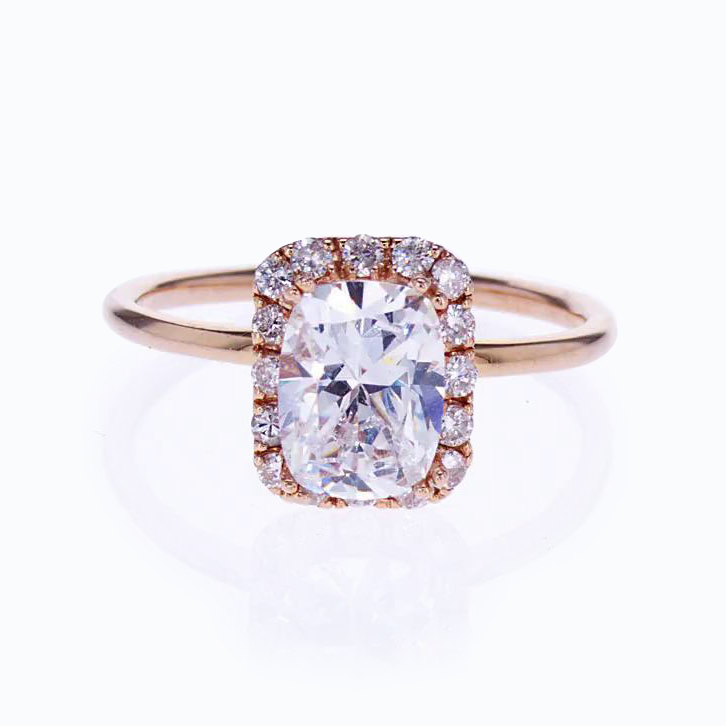 18k Rose Gold Radiant Cut Diamond Engagement Ring (semi mount)