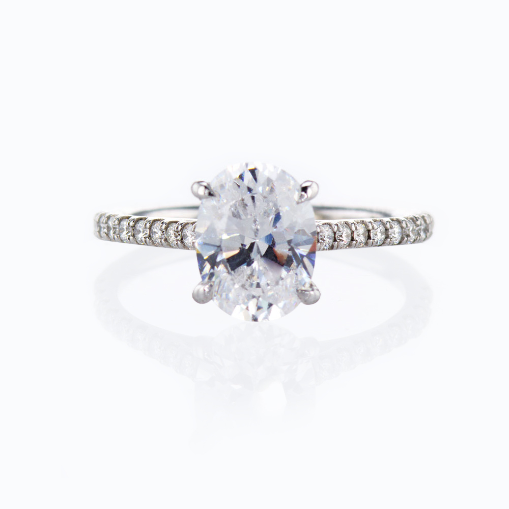 Accented Diamond Engagement Ring, 14k White Gold