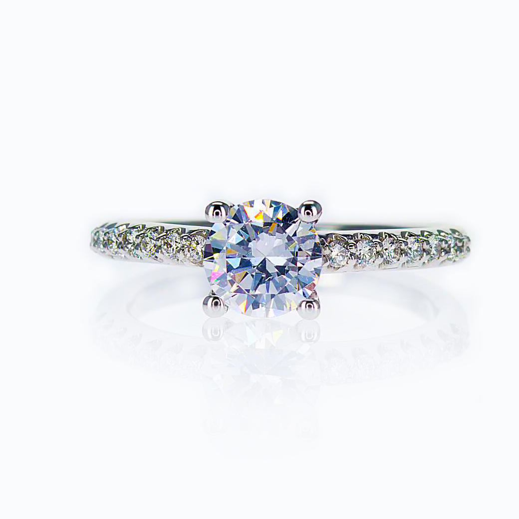 Diamond Engagement Ring,18k White Gold (semi mount)