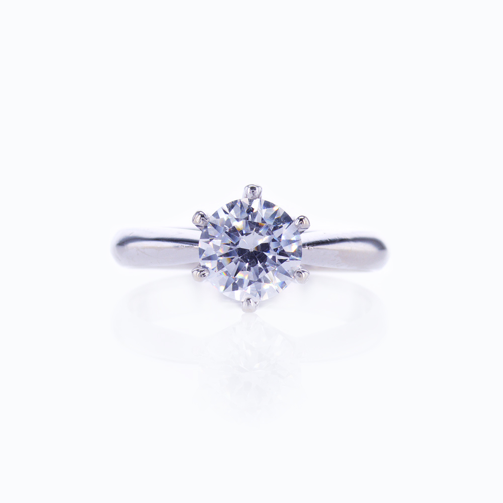 Dino Lonzano Six-prong Tapered Solitaire Engagement Ring