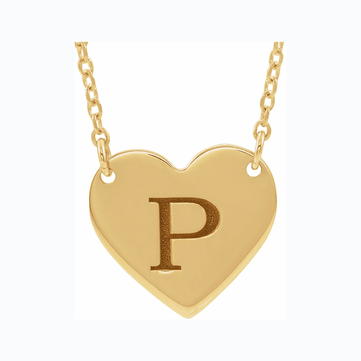 Engravable Heart Necklace, 14k Yellow Gold