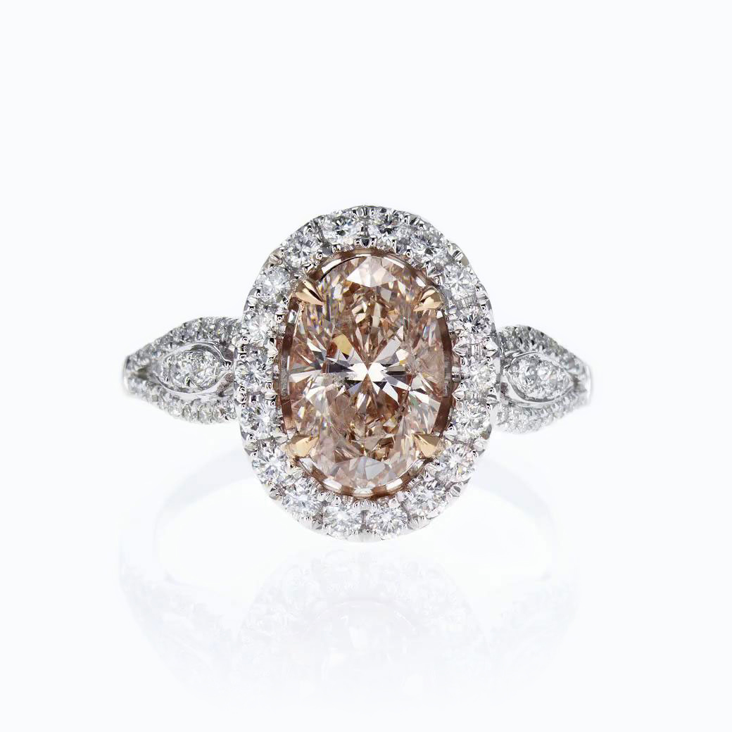 Fancy Brown Diamond Engagement Ring, 18k White and Rose Gold