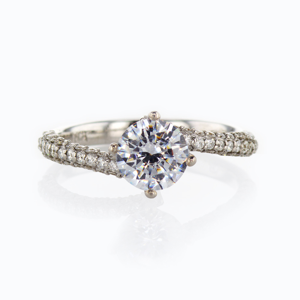Modern Bypass Engagement Ring, 18k White Gold