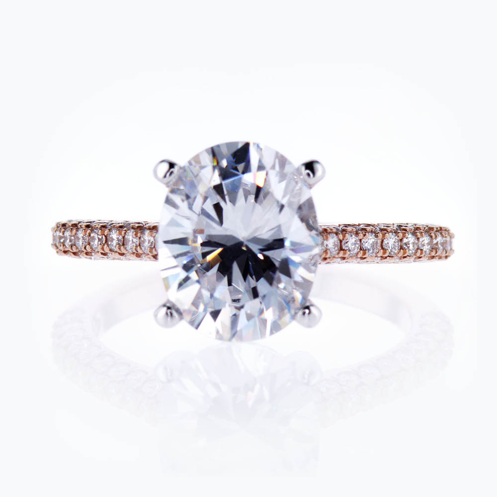 Vanna K Two Tone Diamond Engagement Ring, 18k White & Rose Gold (semi mount)