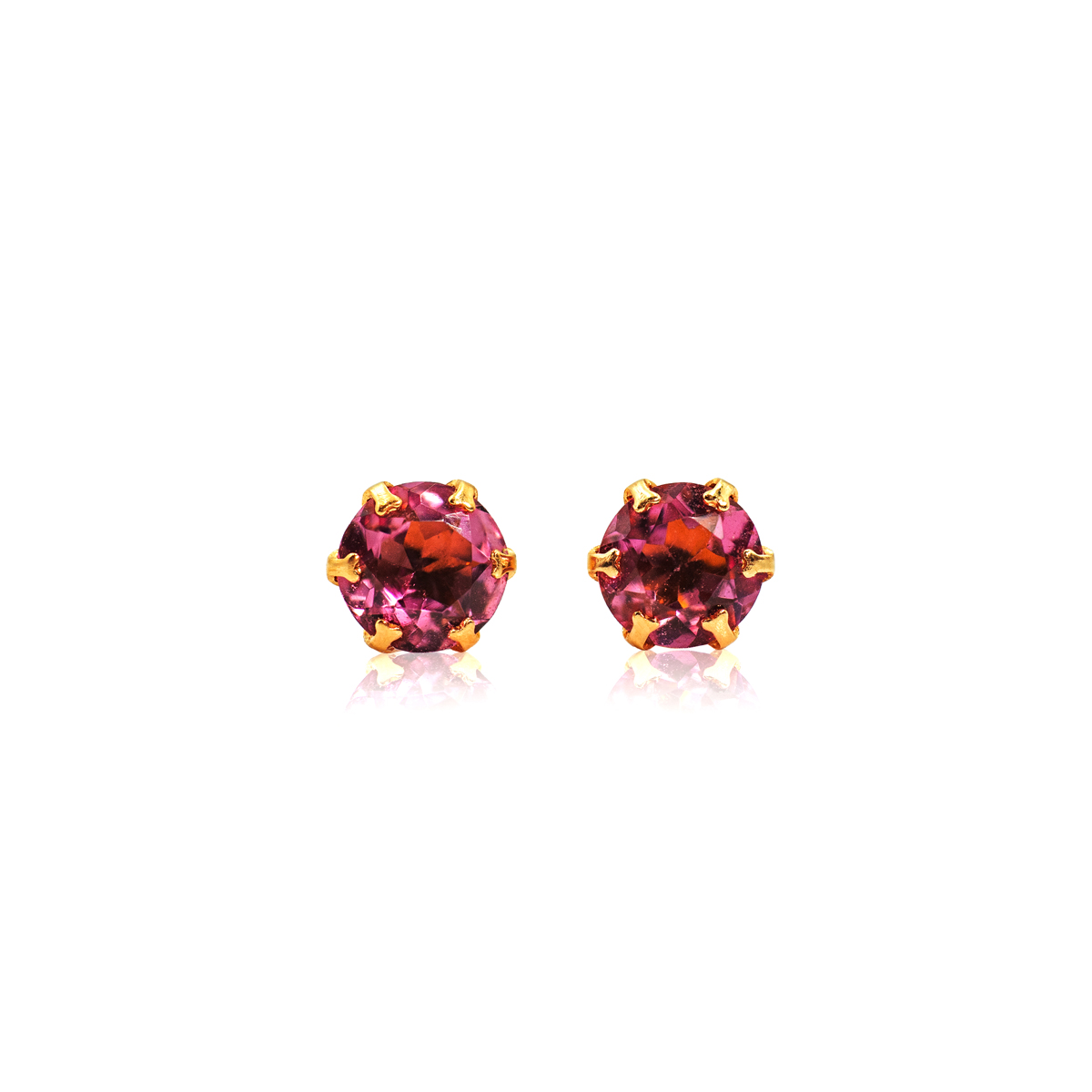 Stud Earrings in 18k Yellow Gold with Pink Tourmaline