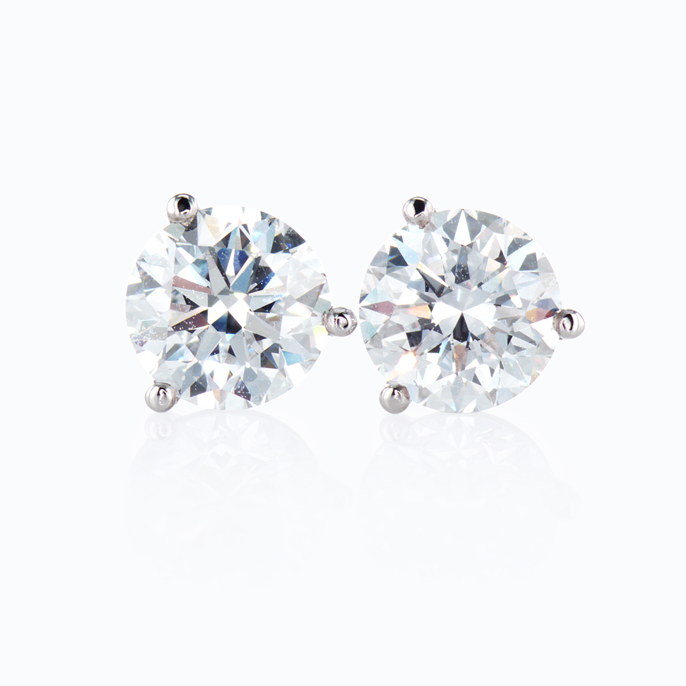 2 Carat Diamond Stud Earrings, Platinum