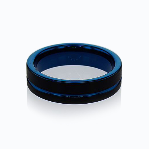 Black and Dark Blue Tungsten Wedding Band, 6mm