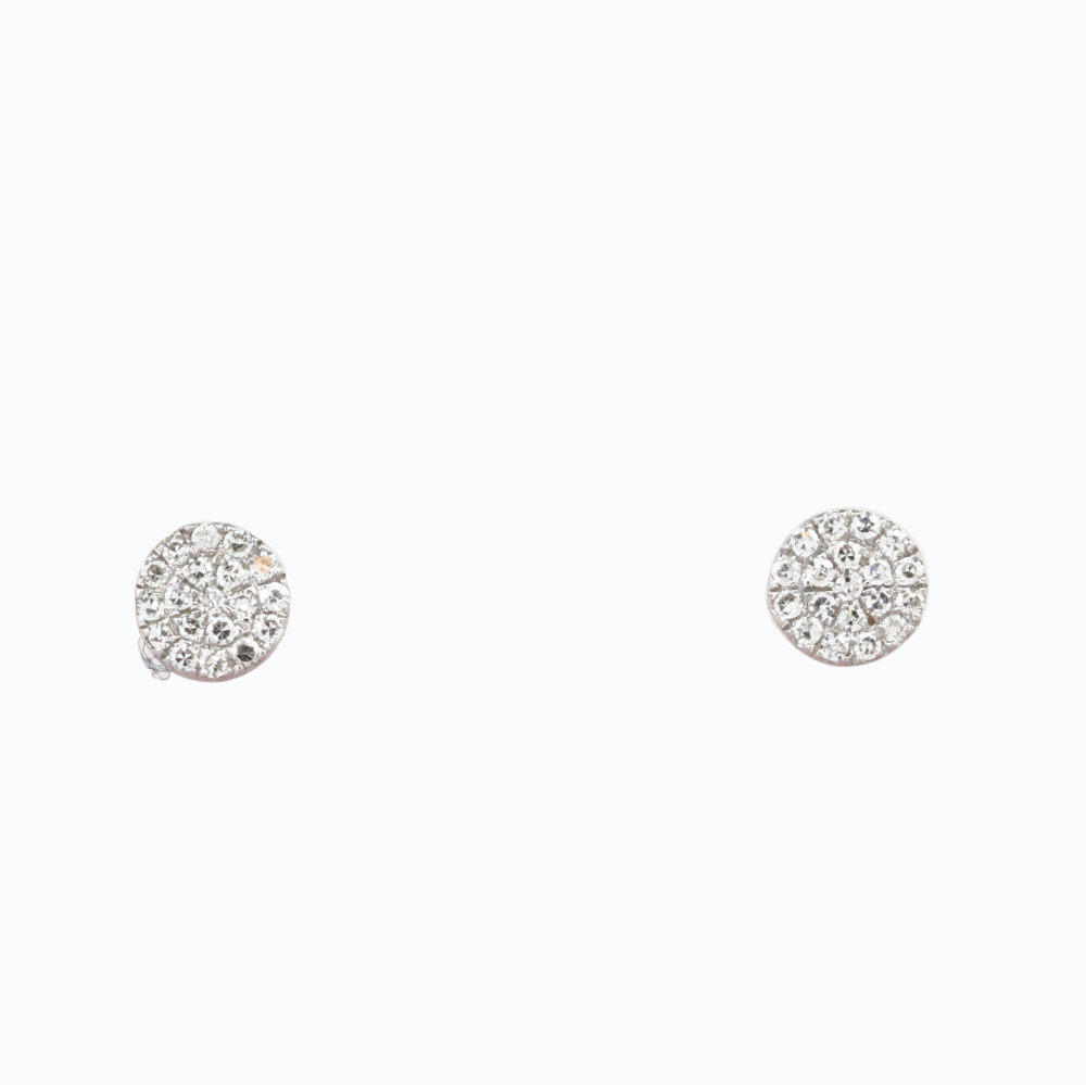 Diamond Cluster Earrings, 14k White Gold