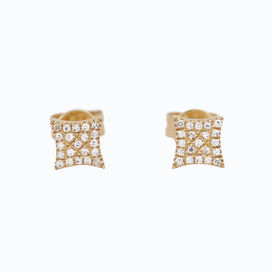 Diamond Cluster Earrings, 14k Yellow Gold