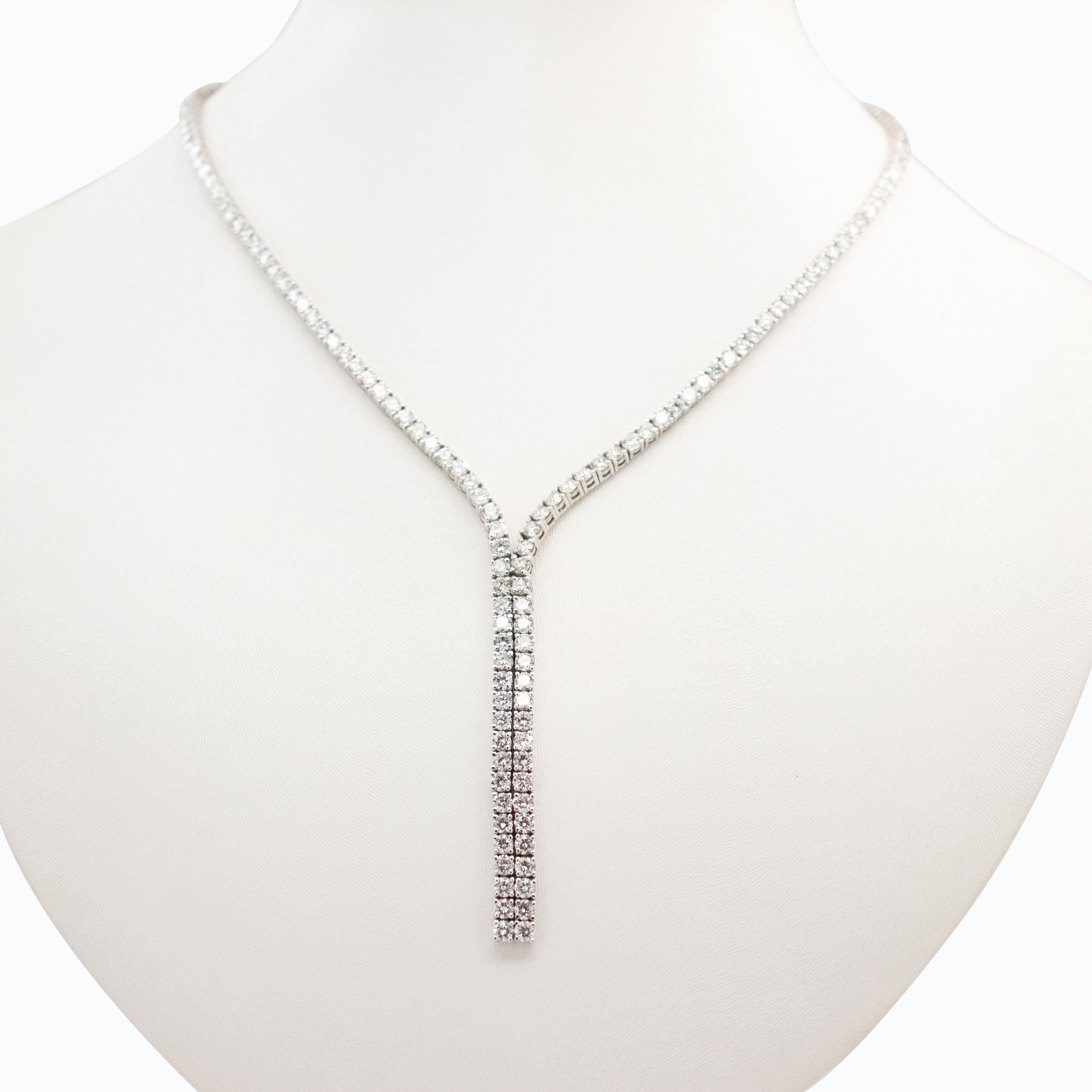 Diamond Eternity Necklace, 19.21 CTW, 14k White Gold