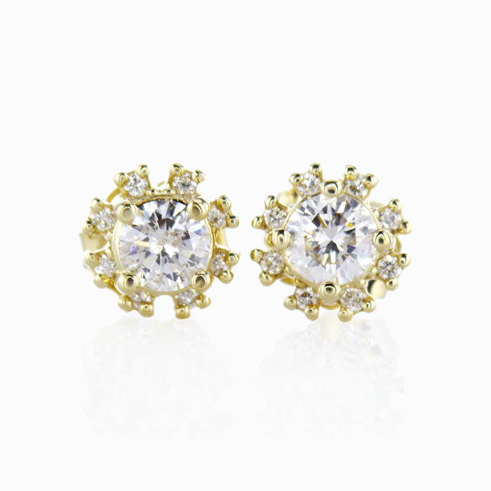 Dino Lonzano Solare Diamond Stud Earrings, 14k Yellow gold