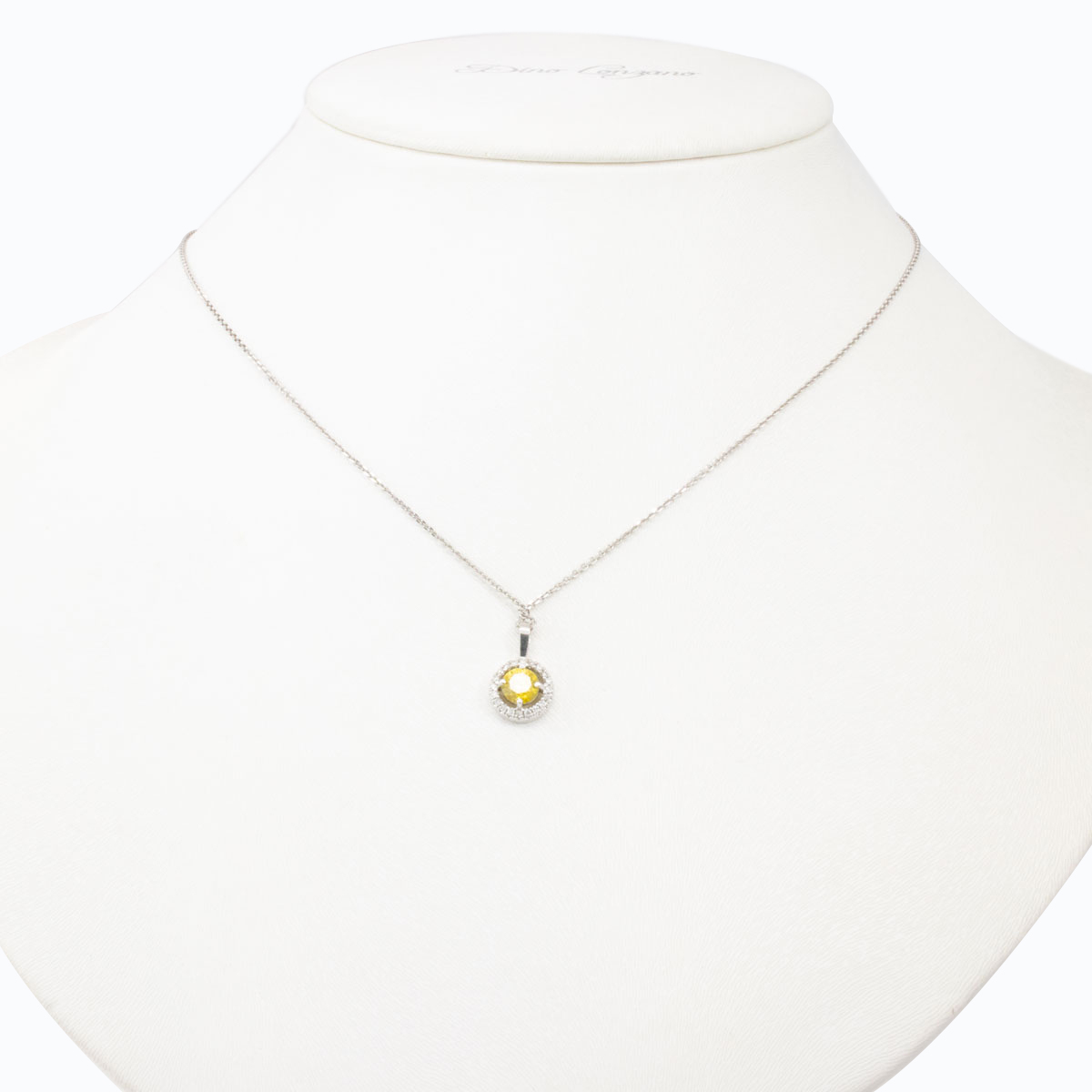 Fancy Yellow Diamond Halo Pendant, 14k Yellow Gold
