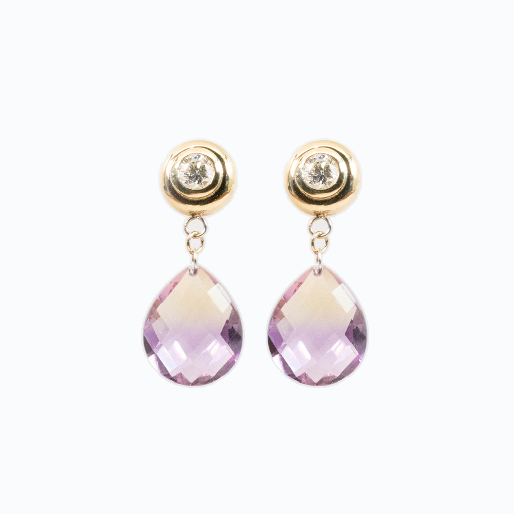 Gemstone and Diamond Dangle Earrings
