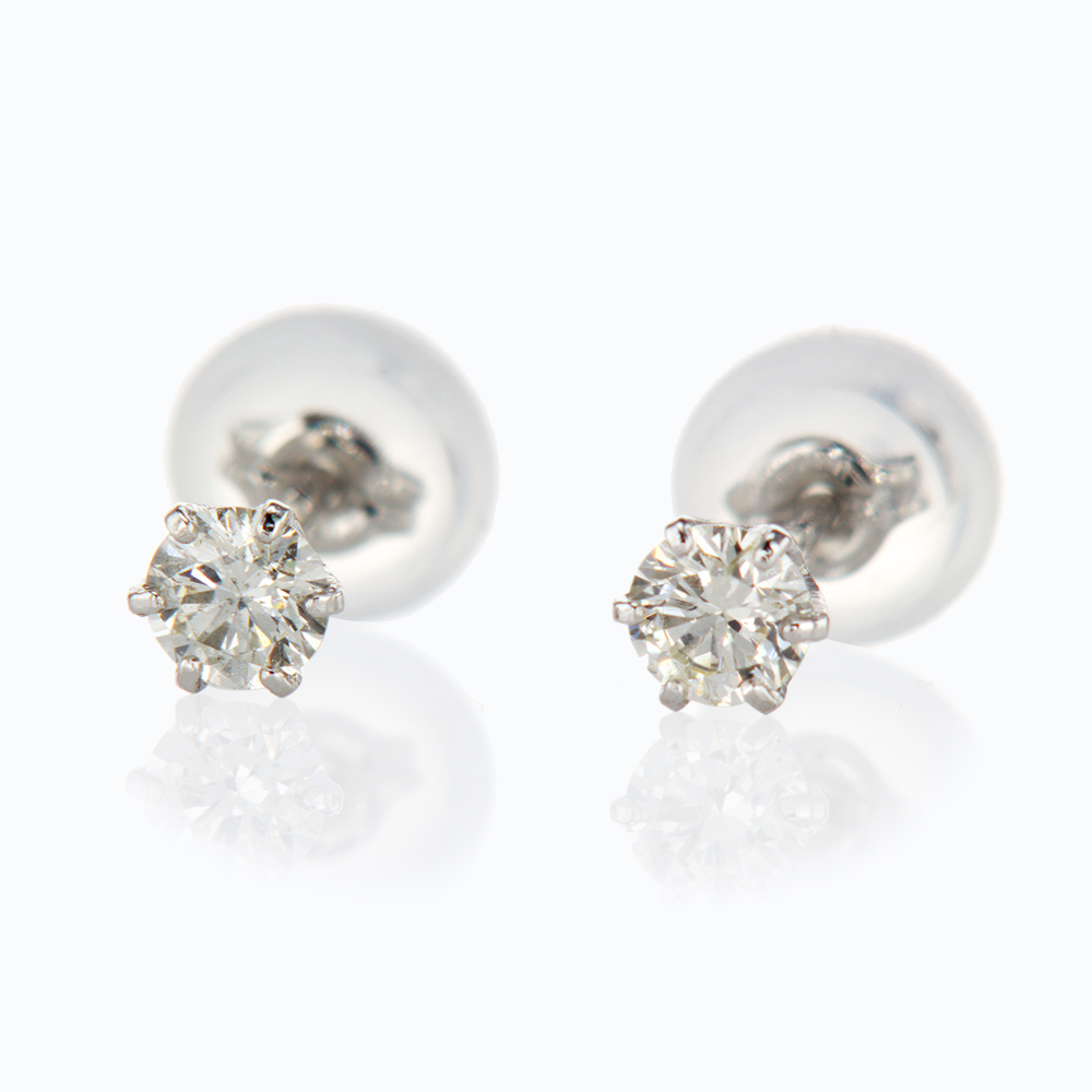 Mini Diamond Stud Earrings, Platinum