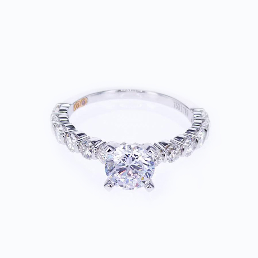 Modern Designer Diamond Engagement Ring, 18k White Gold  (semi mount)