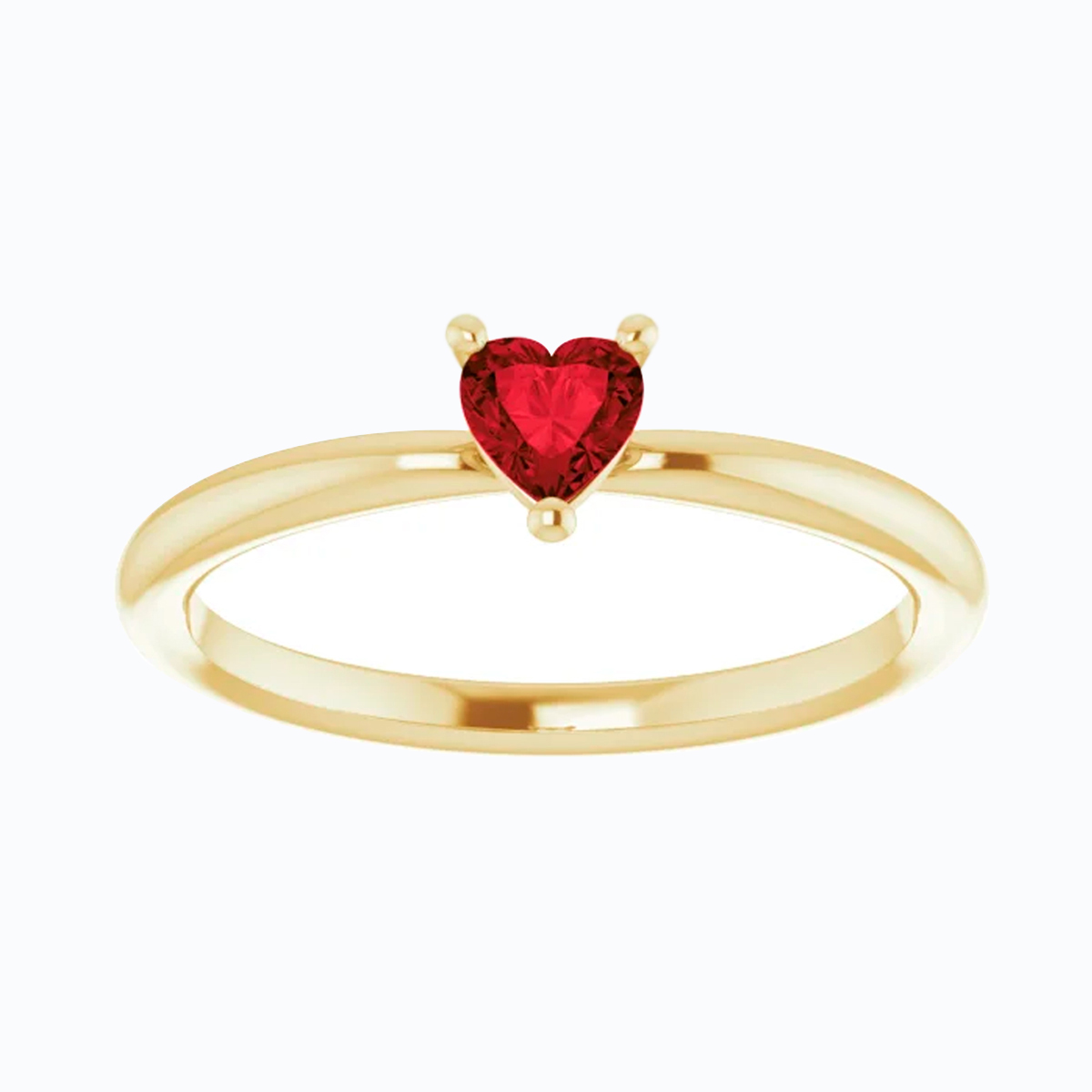 Natural Mozambique Garnet Heart Ring, 14k Yellow Gold