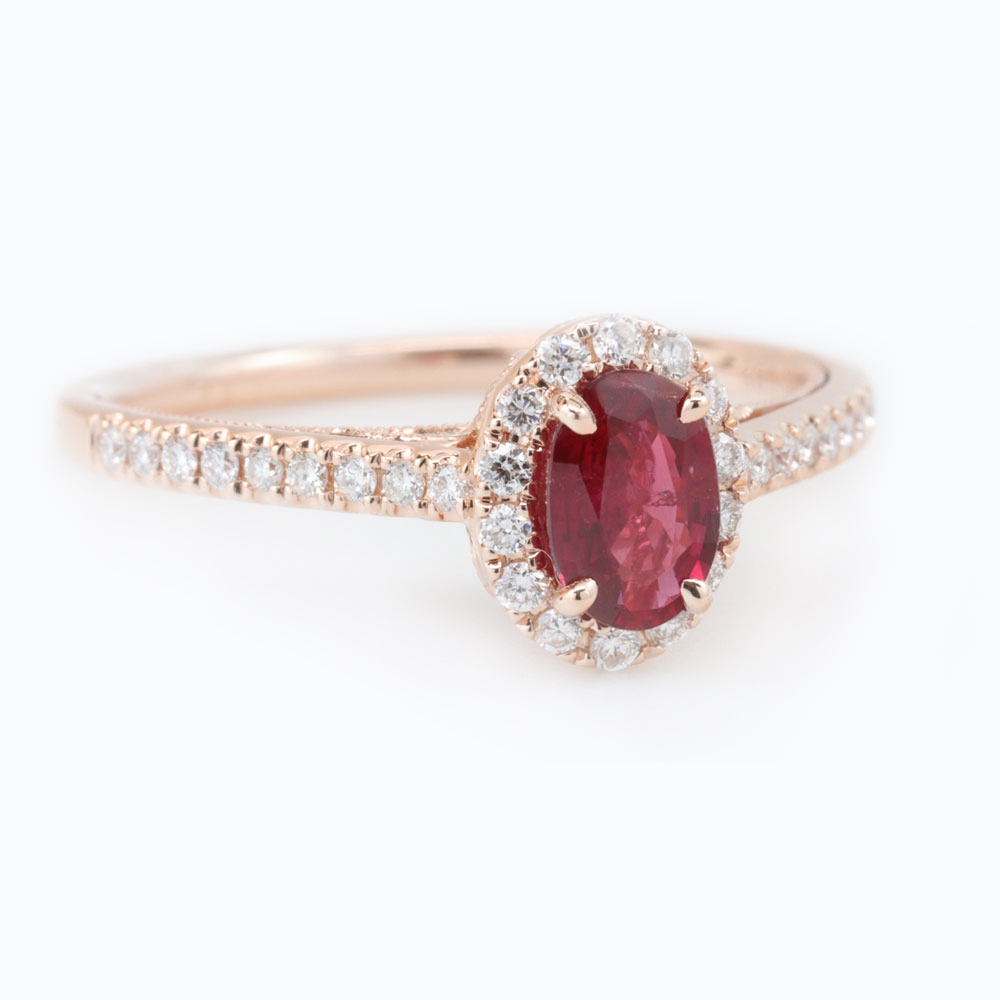 Open Filigree Ruby Engagement Ring, 14K Rose Gold