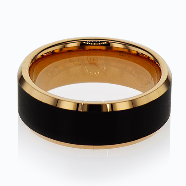 Rose Gold Plated Black Tungsten Men's Band