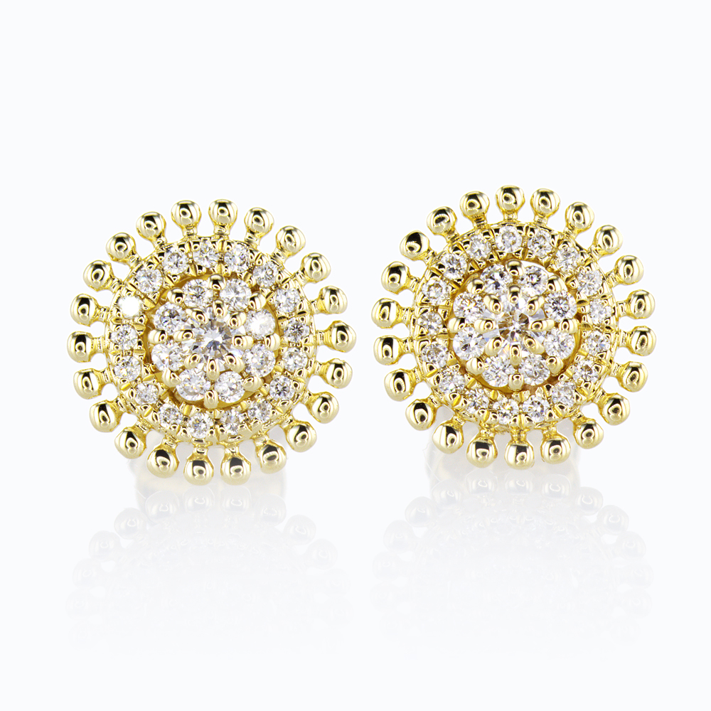 Solare Diamond Cluster Earrings, 14k Yellow Gold