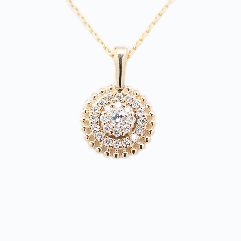 Solare Diamond Pendant with Chain, 14k Yellow Gold