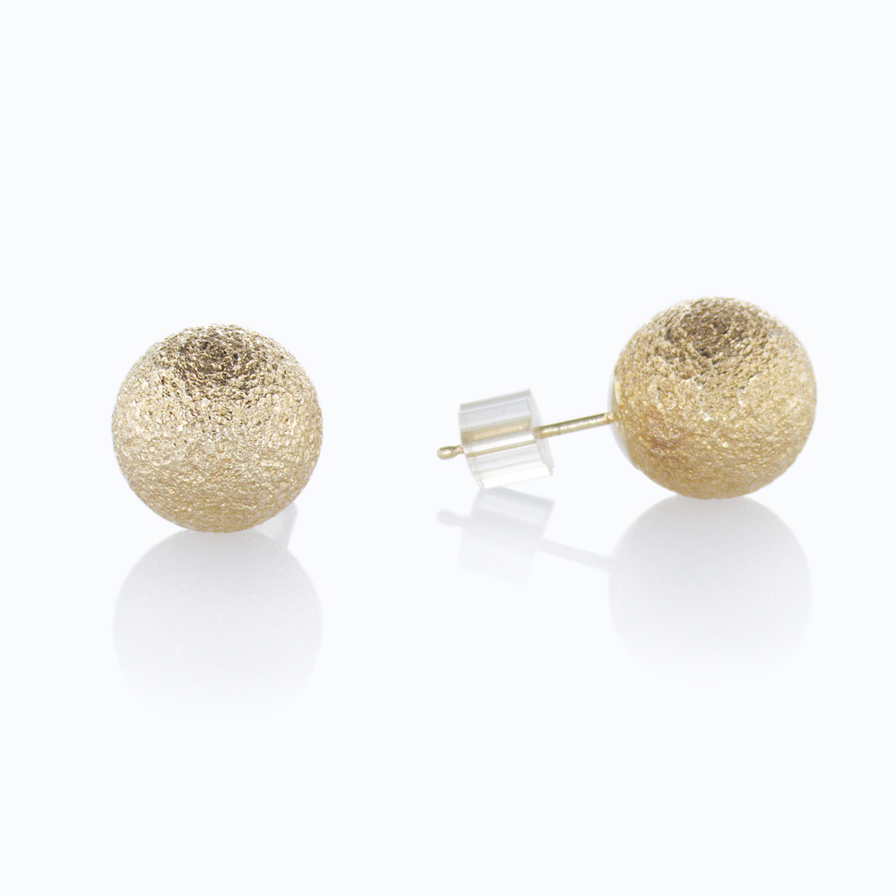 Stardust Bead Balls Stud Earrings, 14k Yellow Gold