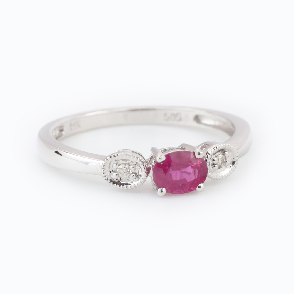 Three-Stone Ruby Band, 18k White Gold