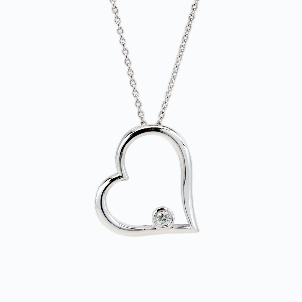 Dino Lonzano Open Heart Slide Pendant, 14K White Gold