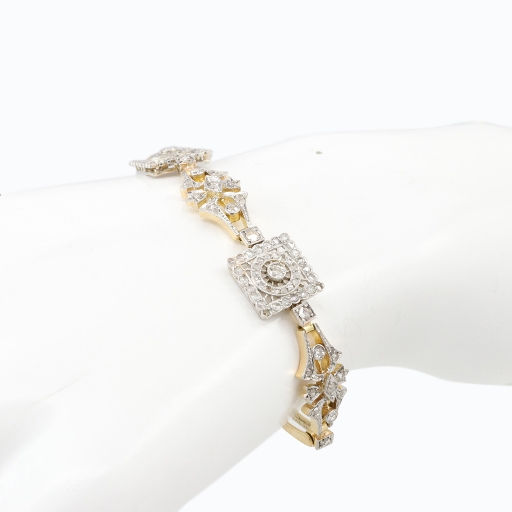 Vintage Openwork Diamond Bracelet, 18k Yellow Gold