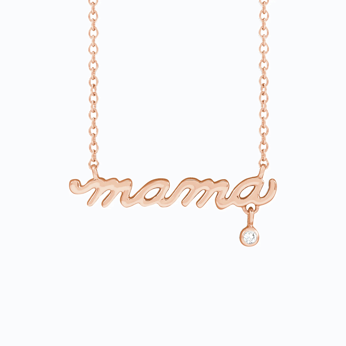 Diamond Accented 'Mama' Necklace, 14k Rose Gold