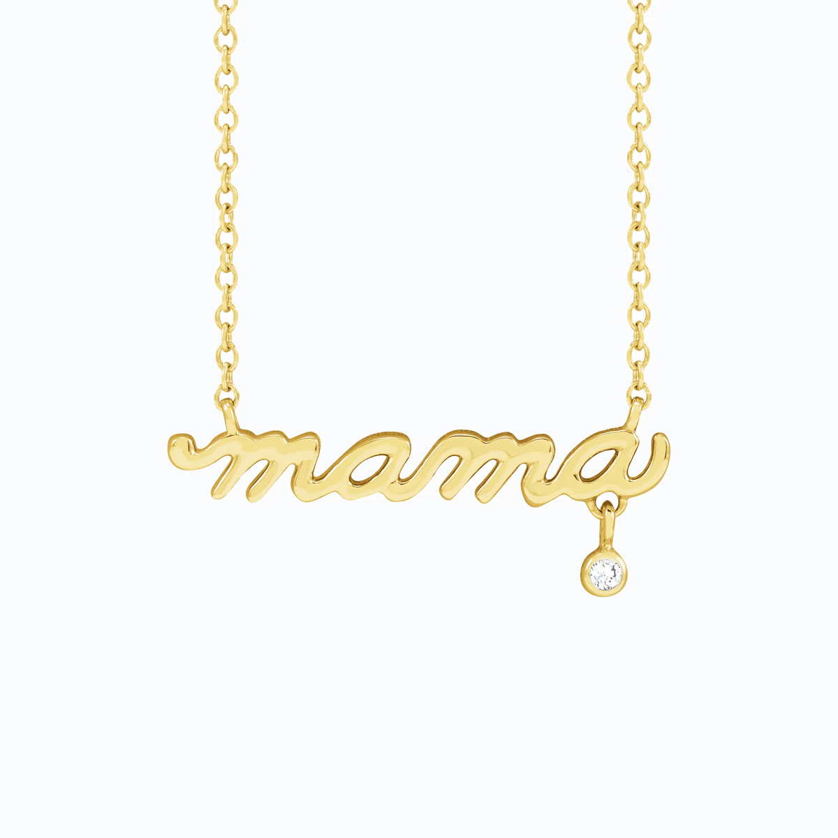 Diamond Accented 'Mama' Necklace, 14k Yellow Gold