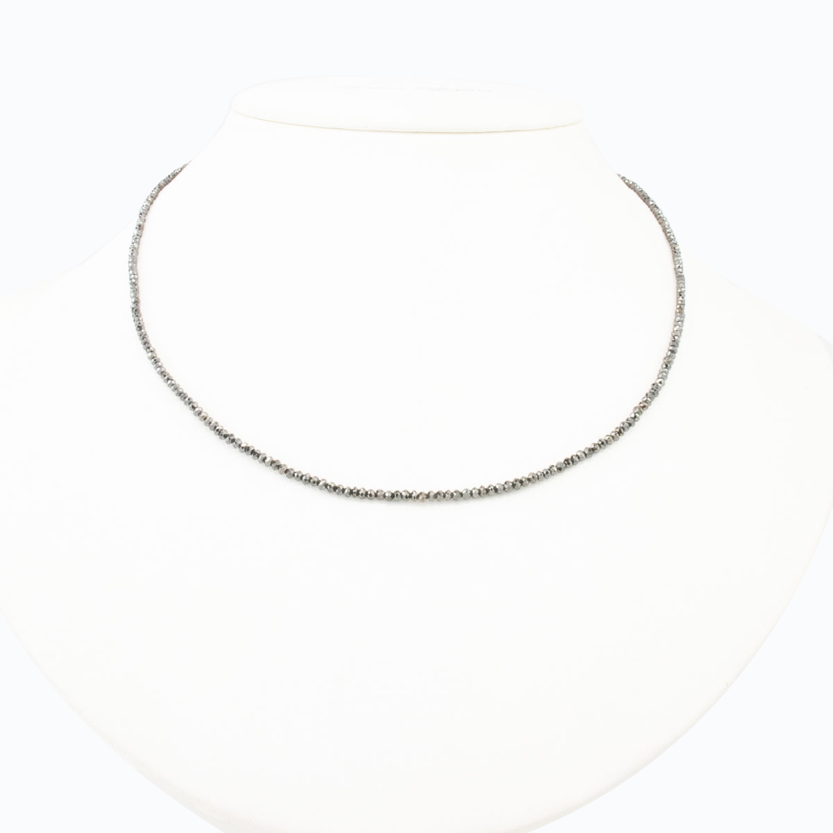 18 Carat Black Diamond Necklace, 14k White Gold