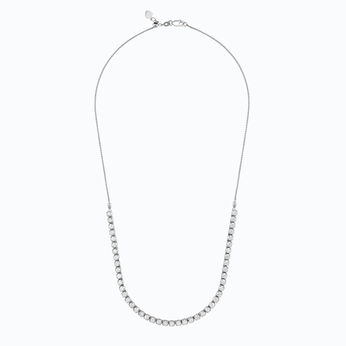 Adjustable Diamond Half Tennis Necklace, 3 Carats, 14k White Gold
