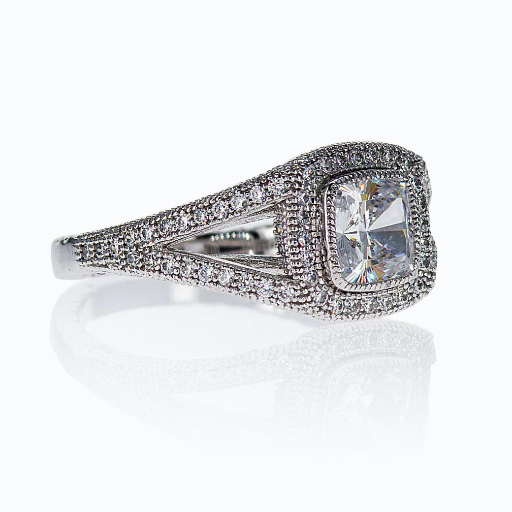 Art Deco Cushion Diamond Engagement Ring (semi mount)