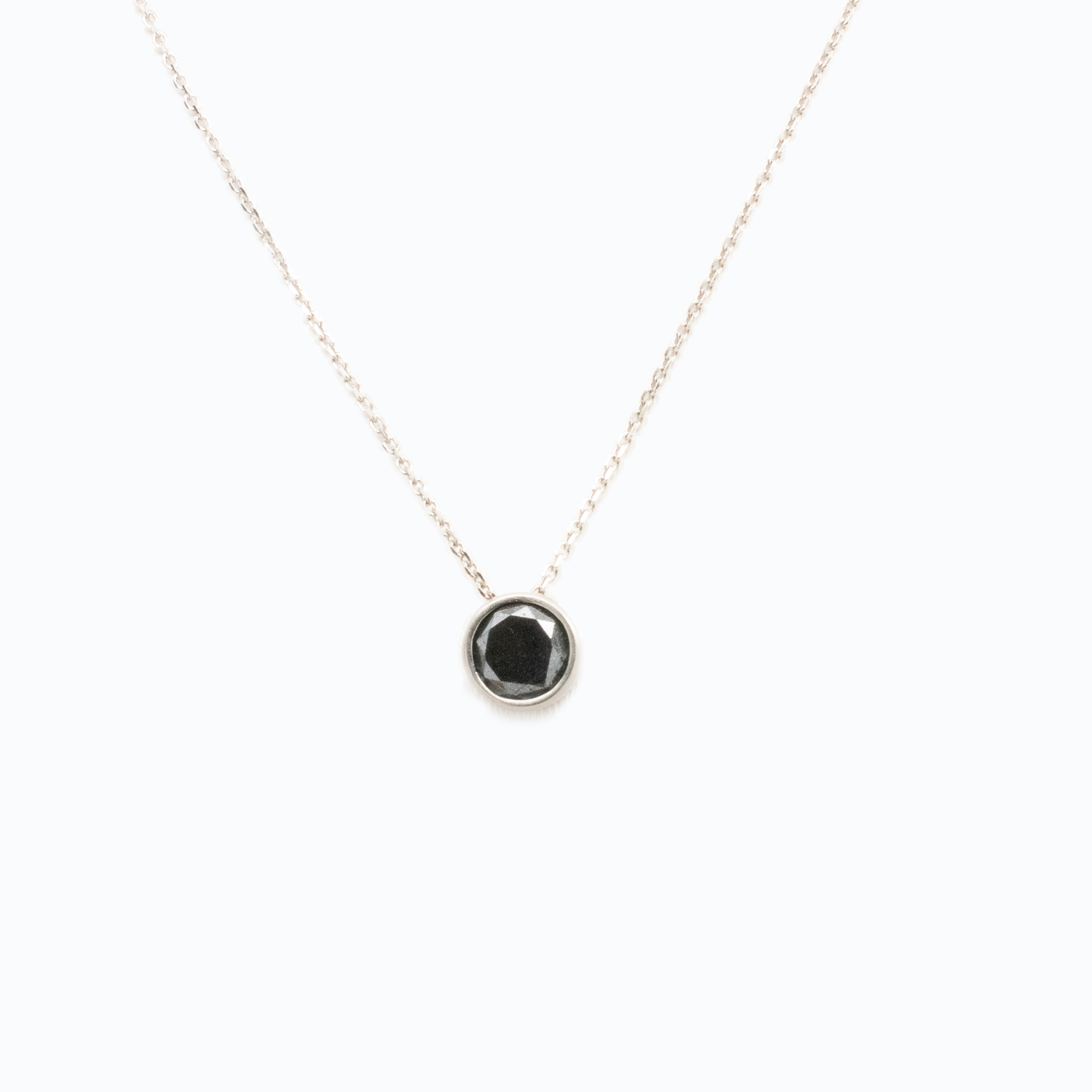 Black Diamond Necklace, 14k White Gold