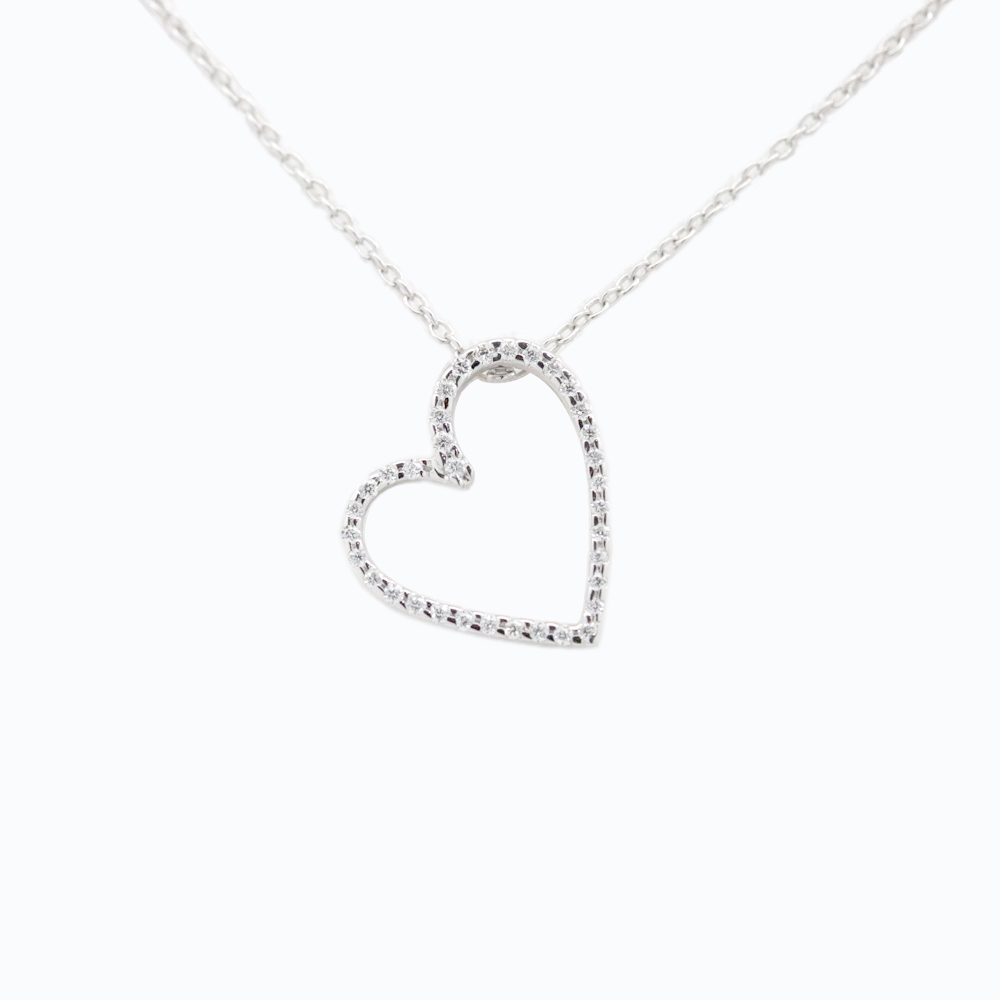 Diamond Heart Cutout Necklace