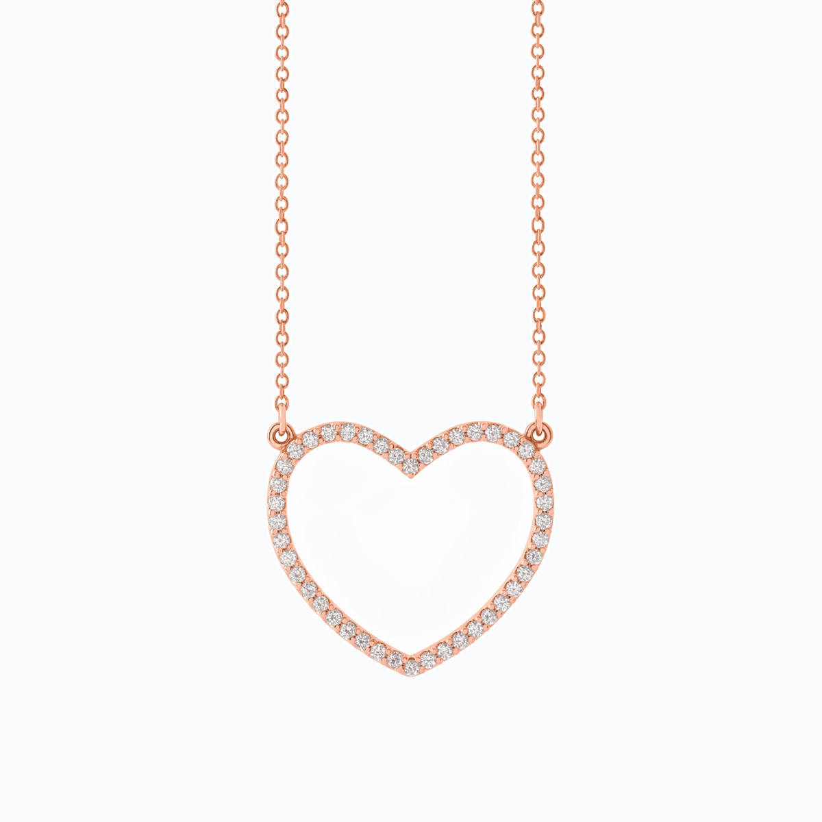 Diamond Heart Pendant, 14k Rose Gold