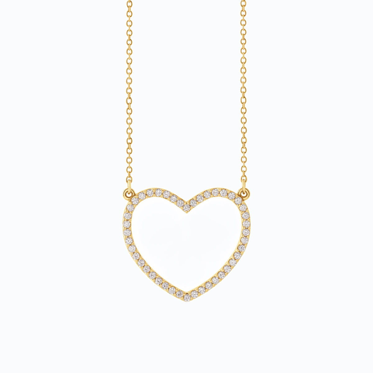 Diamond Heart Pendant, 14k Yellow Gold