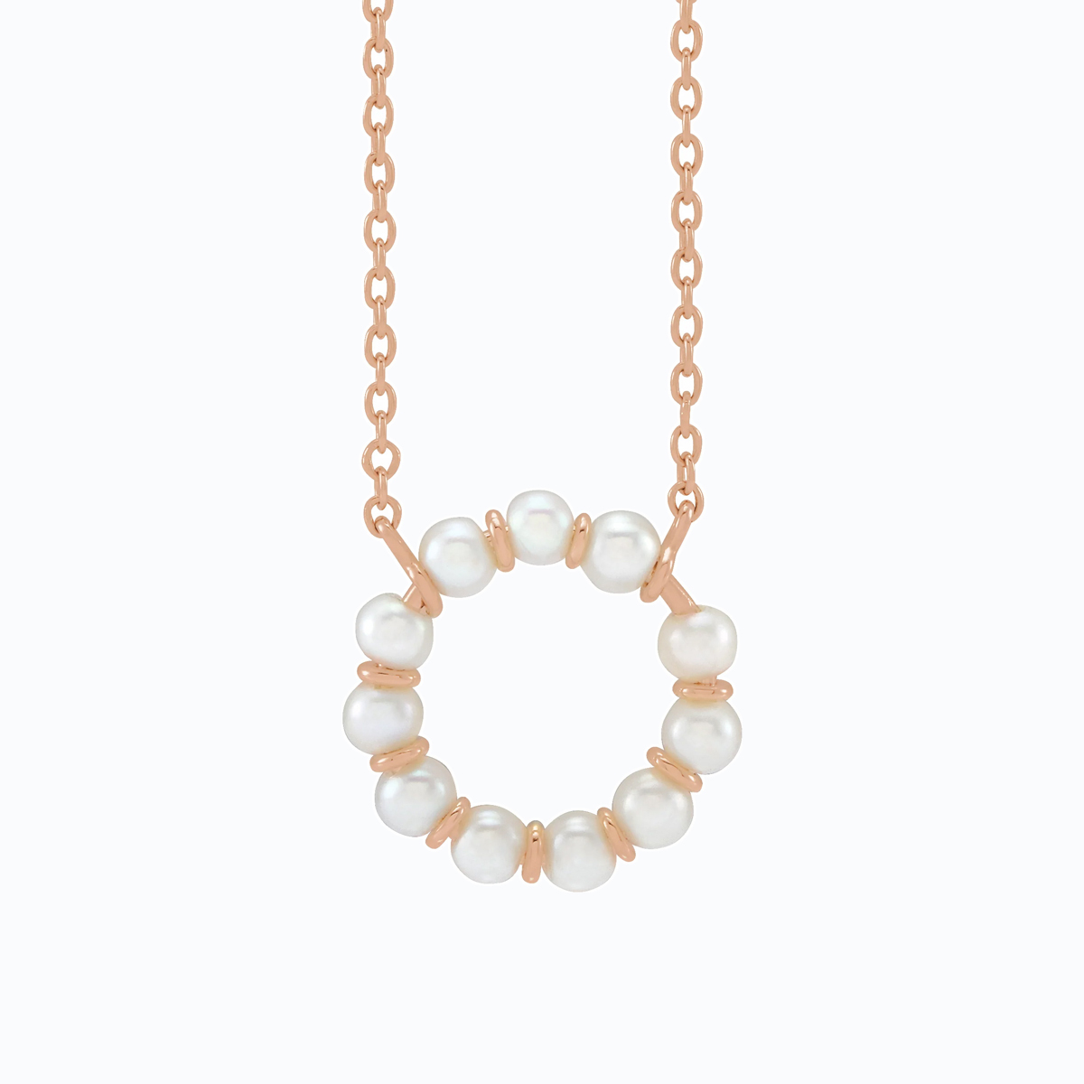 Freshwater Pearl Circle Necklace, 14k Rose Gold