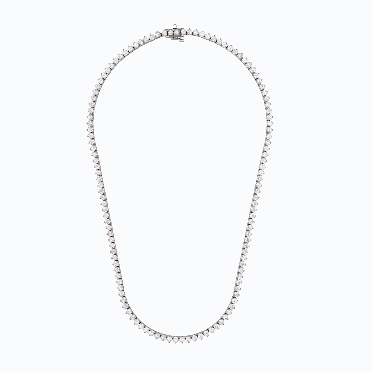 Three-Prong Diamond Riviere Necklace, 13.5 carts, 14k White Gold