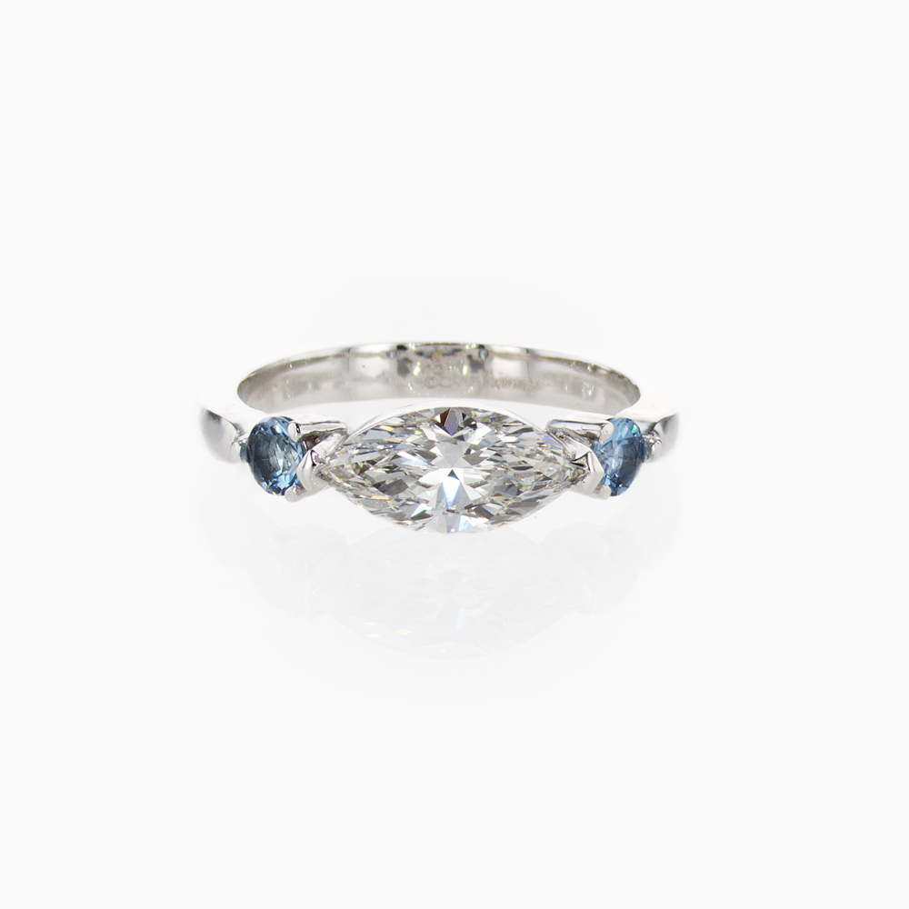 Lab-created Marquise cut  Diamond Three-Stone Engagement Ring