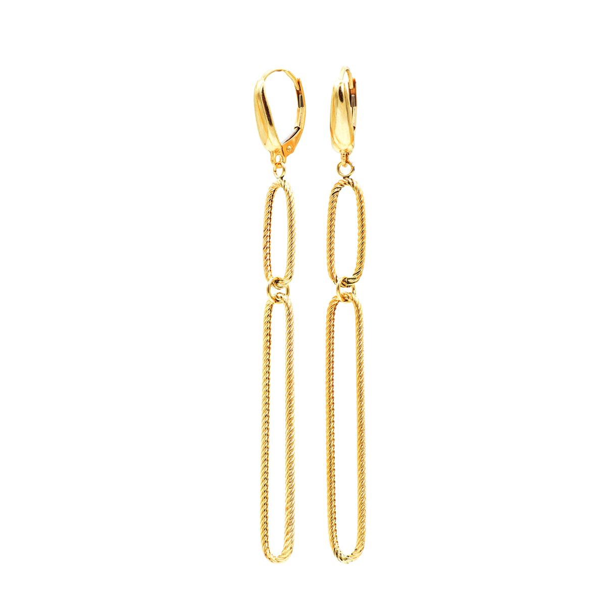 Rope Chain Elongated Drop Earrings in 14k Yellow Gold