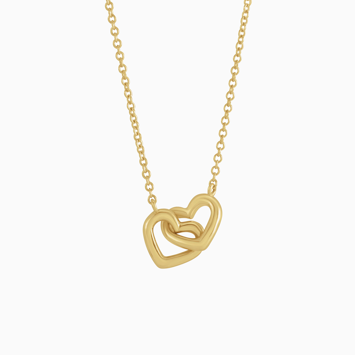 Interlocking Heart Necklace, 14k Yellow Gold